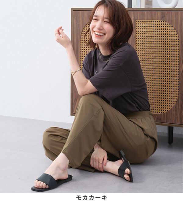 Viola e Viola（ヴィオラ エ ヴィオラ）の「【接触冷感】さらテロ楽のびストレートパンツ【選べる２丈】（フルレングスパンツ）」｜詳細画像