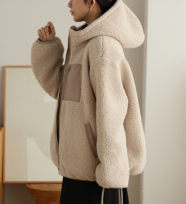 A HAPPY MARILYN（アハッピーマリリン）の「【Ｌ～８Ｌ】中綿入りボアフードブルゾン（ブルゾン）」｜詳細画像