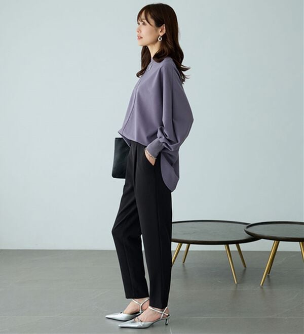 BELLUNA（ベルーナ）の「Ｔシャツ感覚なのにきちんとブラウス見え！カットジョーゼットプルオーバー（ブラウス）」｜詳細画像