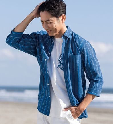 「ひんやり綿麻即戦力アンサンブルセット（メンズシャツ）」