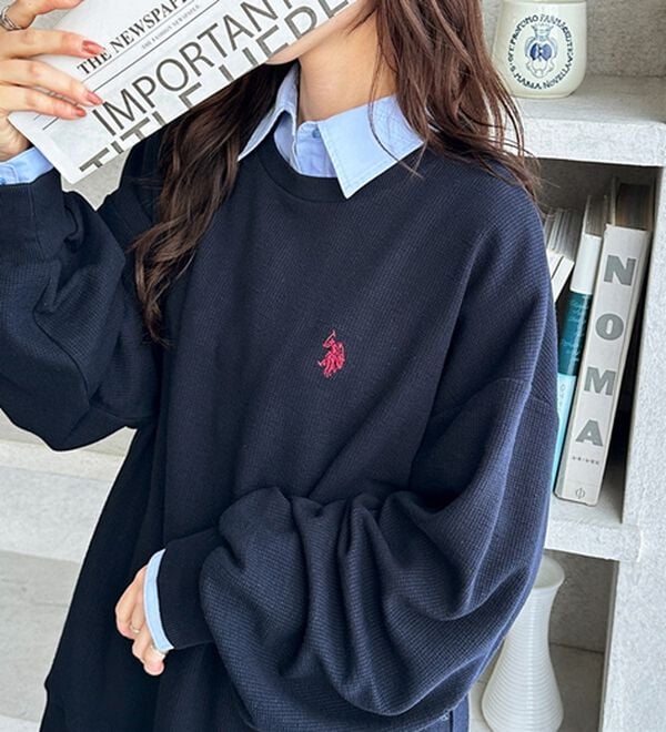 GeeRA（ジーラ）の「【U.S.POLOASSN】オーバーサイズワッフルスウェット（カットソー）」｜ネイビー