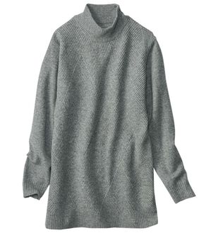 BELLUNA（ベルーナ）の「ウールカシミヤ編地変化セーター（ニット・セーター）」｜杢ライトグレー