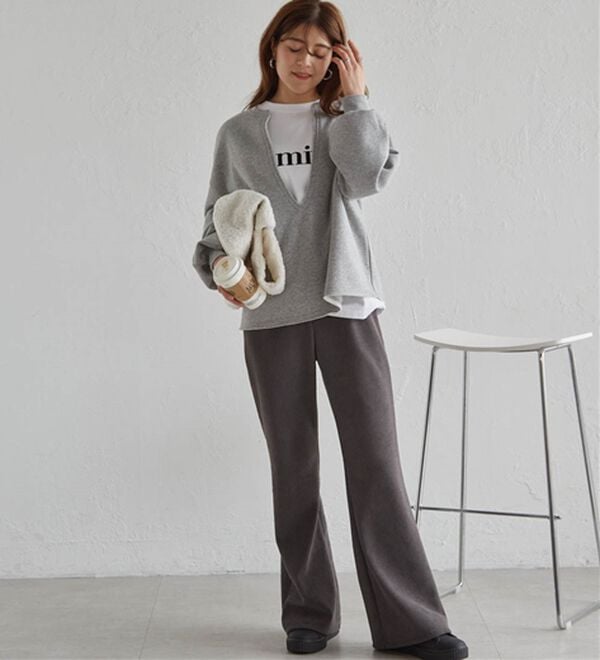 RANAN（ラナン）の「あったか裏ベロアニットコールフレアパンツ（フルレングスパンツ）」｜詳細画像