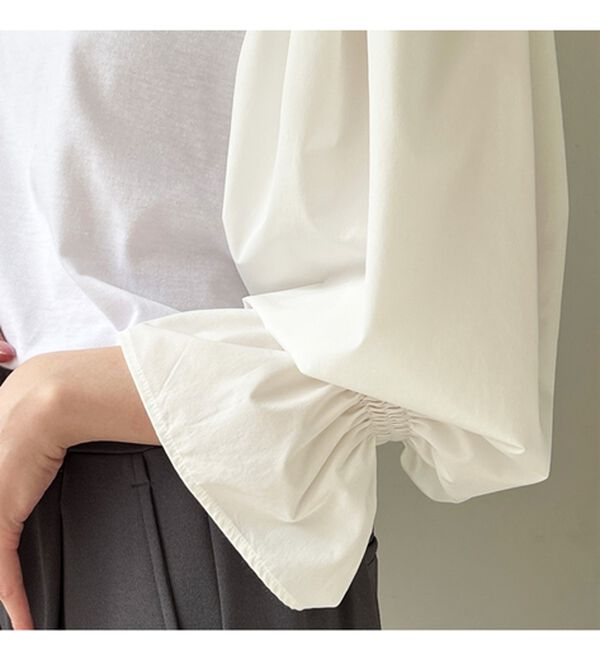 GeeRA（ジーラ）の「異素材切替キャンディースリーブカットソー（カットソー）」｜詳細画像