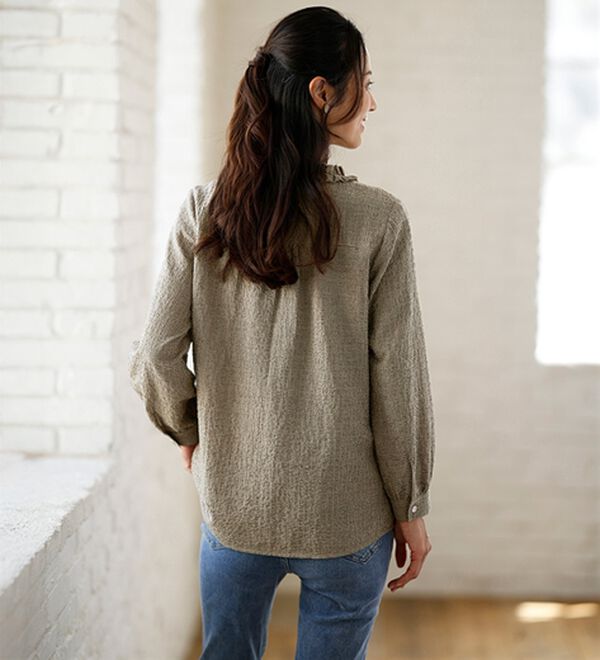 ルフラン（ルフラン）の「【３色組】タックフリルの大人ブラウス（ブラウス）」｜詳細画像