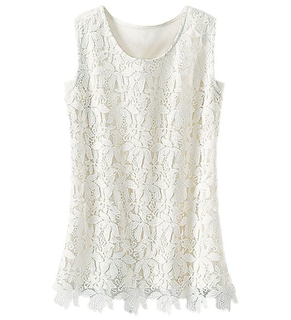 BELLUNA（ベルーナ）の「こっそり汗対策！抗菌防臭レース使いタンクトップ（タンクトップ・キャミソール）」｜オフ白