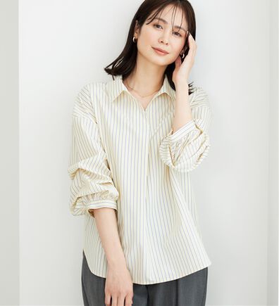 BELLUNA（ベルーナ）の「【新色追加】袖タックデザインスキッパーシャツ（シャツ）」