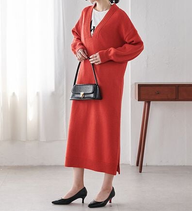 RANAN（ラナン）の「ディープキーネックニットワンピース（ニットワンピース）」