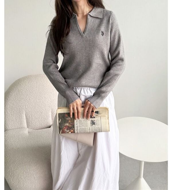 GeeRA（ジーラ）の「【U.S. POLO ASSN.】ポロ衿リブニット（ニット・セーター）」｜詳細画像