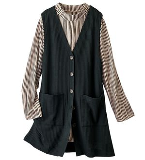 ルフラン（ルフラン）の「ジャカード素材チュニック＆ベストセット（アンサンブル）」｜モカ系