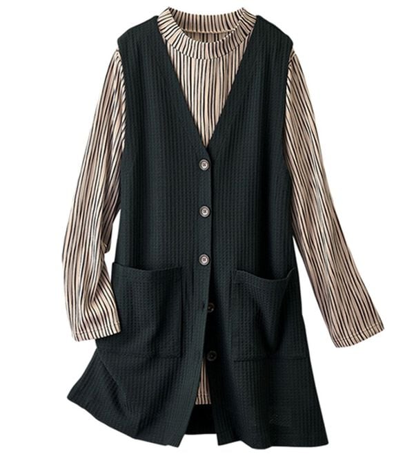 ジャカード素材チュニック＆ベストセット - ベルーナ【公式】