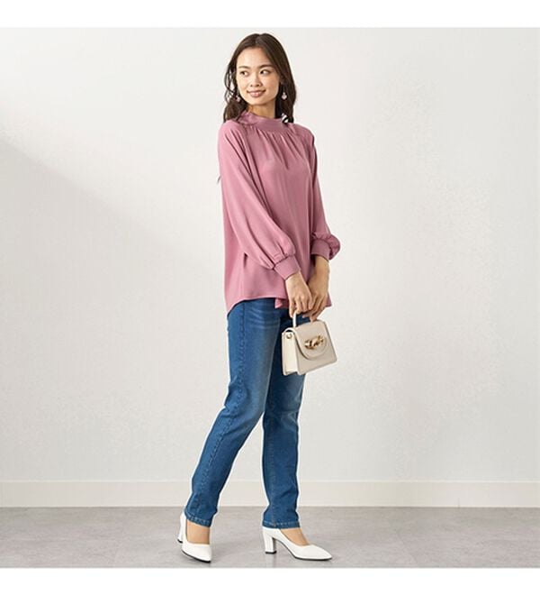 BELLUNA（ベルーナ）の「リブ切替ドレープデザインブラウス（ブラウス）」｜詳細画像