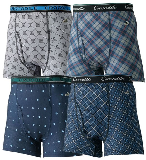 「【４枚組】＜クロコダイル＞革新設計！爽快ボクサーパンツ（メンズボクサーパンツ）」｜柄タイプ4枚組