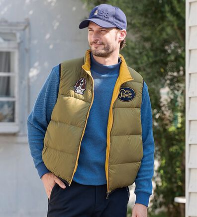 「＜ハッシュパピー＞軽くて暖か配色ダウンベスト（メンズベスト）」