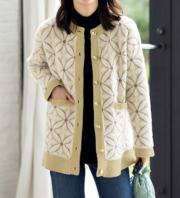 ルフラン（ルフラン）の「花柄フェザーのニットカーデ（その他ジャケット）」｜詳細画像