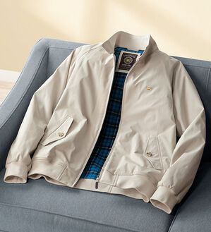 「＜ゴールデンベア＞裏フリース暖かスイングトップ（メンズブルゾン）」｜ライトベージュ