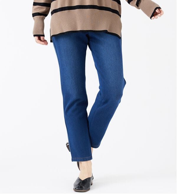 BELLUNA（ベルーナ）の「裏ベロアストレッチ素材レギンスパンツ（フルレングスパンツ）」｜インディゴ