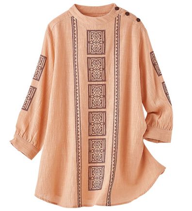 BELLUNA（ベルーナ）の「インド綿スラブ調素材幾何柄刺しゅうブラウス（ブラウス）」