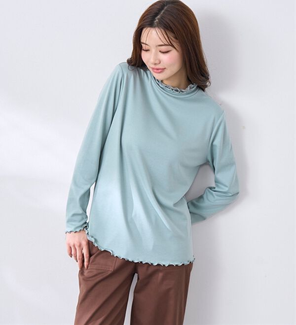 BELLUNA（ベルーナ）の「衿異素材ダブルメロープルオーバー（カットソー）」｜詳細画像