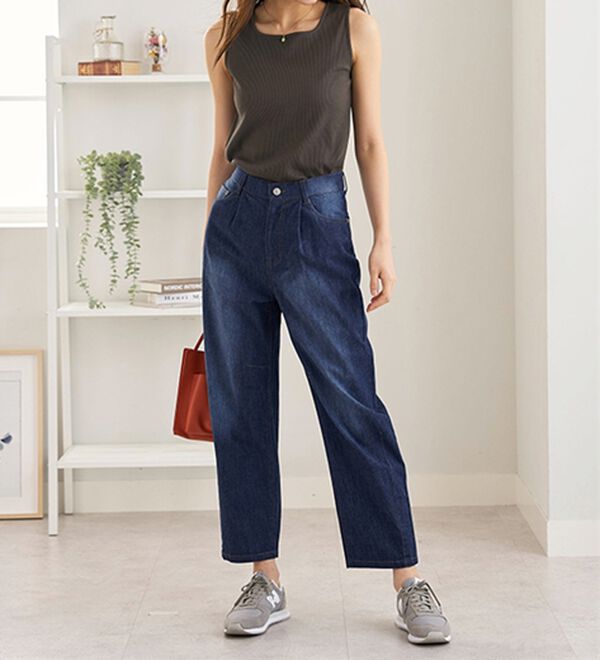 BELLUNA（ベルーナ）の「ひんやり冷感！カーブシルエットデニムパンツ（ワイドパンツ・ガウチョ）」｜詳細画像