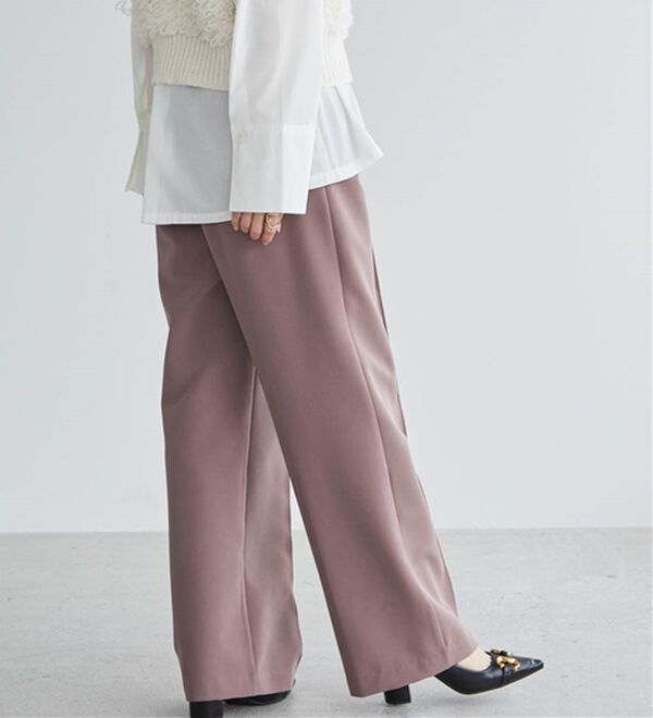 RANAN（ラナン）の「裏起毛美脚シルエットピンタックワイドパンツ（フルレングスパンツ）」｜詳細画像