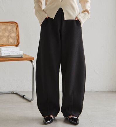RANAN（ラナン）の「フェイクウールバレルレッグカーブパンツ（フルレングスパンツ）」