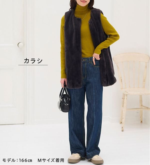 BELLUNA（ベルーナ）の「＜＆ｃｏｃｏｃｈｉ＞ハピネスコットン１００％×吸湿発熱リブタートルニット（ニット・セーター）」｜詳細画像