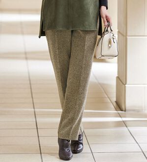 BELLUNA（ベルーナ）の「【尾州】日本製ウール混パンツ（フルレングスパンツ）」｜モカ