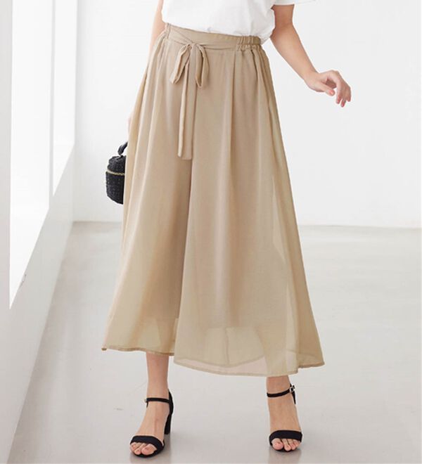 alotta（アロッタ）の「ふんわりシフォンワイドパンツ（ワイドパンツ・ガウチョ）」｜グレージュ