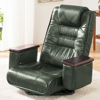 「木肘収納付リクライニング回転座椅子（座椅子）」