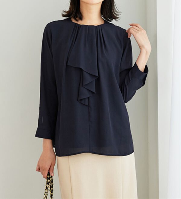 BELLUNA（ベルーナ）の「＜セレモニースタイル＞ボウタイデザインブラウス（ブラウス）」｜ネイビー