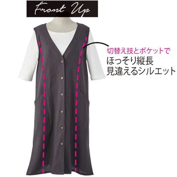 BELLUNA（ベルーナ）の「すっぽりカバー涼やかリネン混チュニックベスト（ジャンパースカート）」｜詳細画像