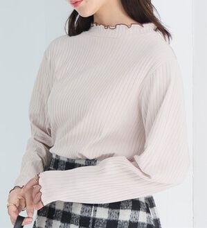 A HAPPY MARILYN（アハッピーマリリン）の「【Ｌ～８Ｌ】綿タッチで極上の着心地、選べるテレコリブトップス。（カットソー）」｜グレージュ&times;ブラウン