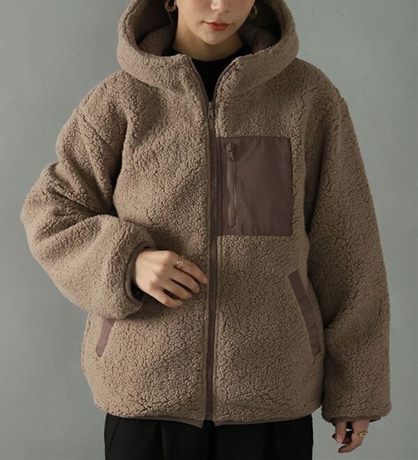 A HAPPY MARILYN（アハッピーマリリン）の「【Ｌ～８Ｌ】中綿入りボアフードブルゾン（ブルゾン）」｜詳細画像