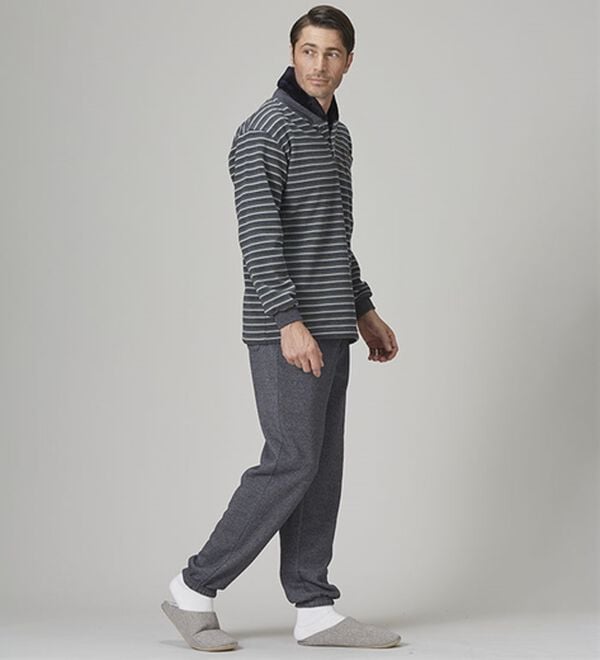 「【２着組】＜アーノルド　パーマー＞首まで暖か綿混杢調パジャマ（メンズルームウェア）」｜詳細画像