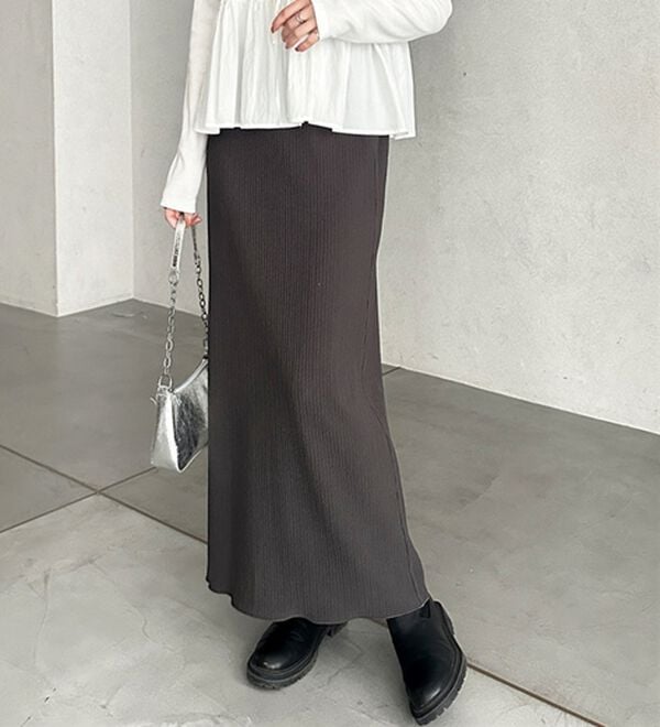 GeeRA（ジーラ）の「セルフカット美脚魅せタイトスカート（ロングスカート）」｜チャコール