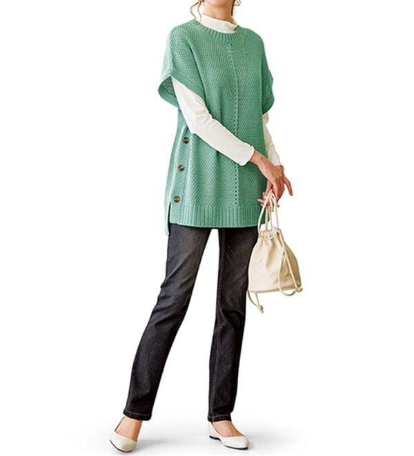 BELLUNA（ベルーナ）の「ふんわり裏起毛ストレッチデニムパンツ（フルレングスパンツ）」｜詳細画像