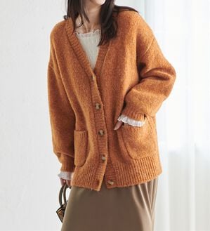 RANAN（ラナン）の「カラーオーバーカーディガン（ニットカーディガン）」｜オレンジ