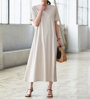 RANAN（ラナン）の「綿１００％ひんやりポケット付マキシワンピース（その他ワンピース）」｜ライトグレー