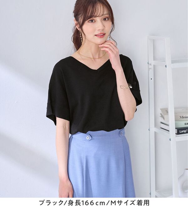 alotta（アロッタ）の「ゆるっと涼やかＶネックプルオーバー（ニット・セーター）」｜詳細画像