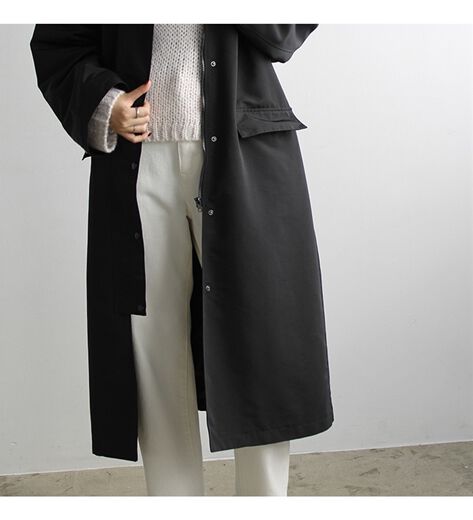 ❁⃘*.美品!!lascolinas ロングコート 異素材 黒 M-L ロングコート 