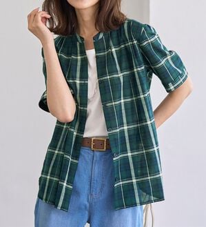 BELLUNA（ベルーナ）の「綿１００％バンドカラーシャツブラウス（ブラウス）」｜詳細画像