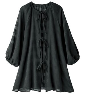 ルフラン（ルフラン）の「ゆるぽわ＊綿１００％リボンブラウス（ブラウス）」｜黒