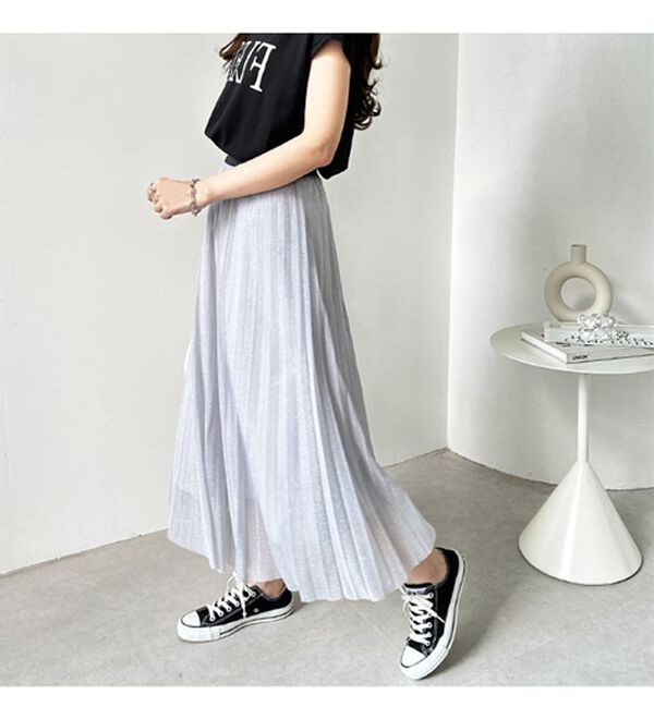 GeeRA（ジーラ）の「ラメプリーツロングスカート（ロングスカート）」｜詳細画像