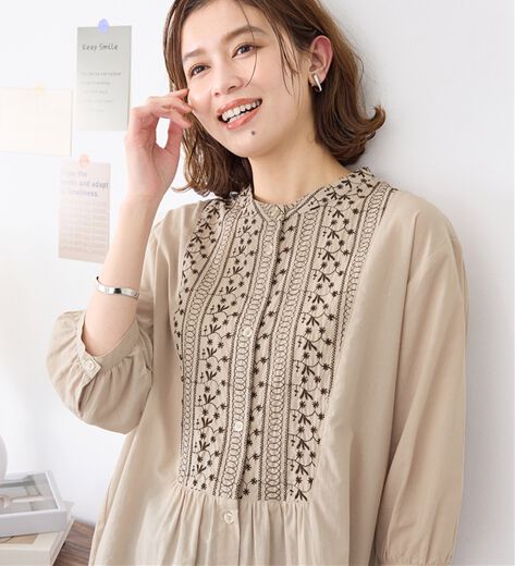 BODE 花柄刺繍 コットンチュニック M