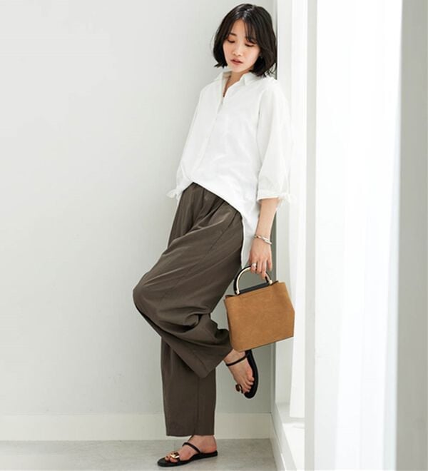 BELLUNA（ベルーナ）の「ビンテージ調タックワイドパンツ（ワイドパンツ・ガウチョ）」｜詳細画像