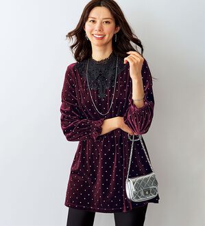 BELLUNA（ベルーナ）の「【Ｌａｇｒｉｌｕａ】ドット刺しゅうベロアレース使いチュニック（チュニック）」｜詳細画像