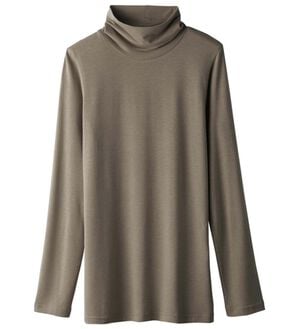 「うるおい椿オイル加工ぽかぽかハイネック（カットソー）」｜モカ