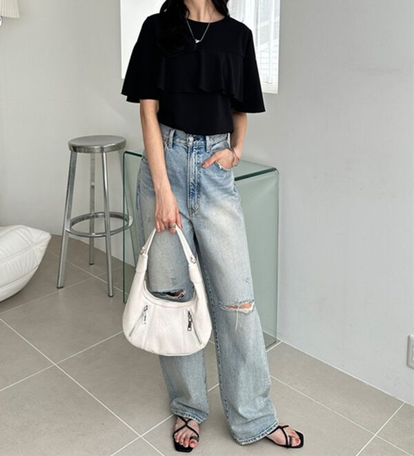 GeeRA（ジーラ）の「ラッフルフリルフレアースリーブＴブラウス（ブラウス）」｜詳細画像