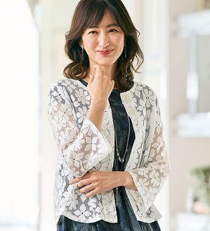 BELLUNA（ベルーナ）の「軽やかに涼やかに装う！花柄レースカーディガン（その他カーディガン）」｜詳細画像